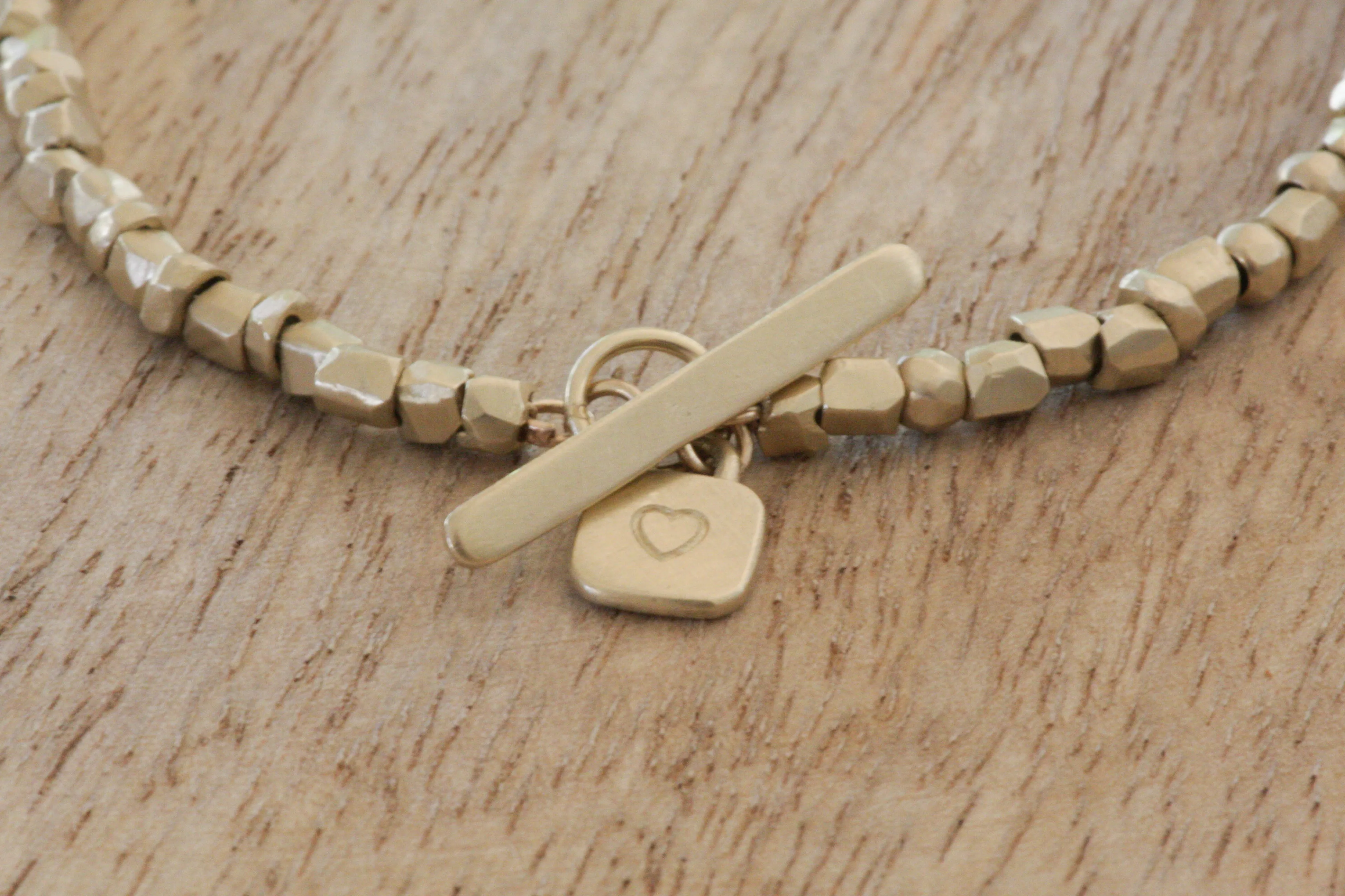 Solid Gold handmade raw faceted beads bracelet