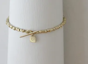 Solid Gold handmade raw faceted beads bracelet