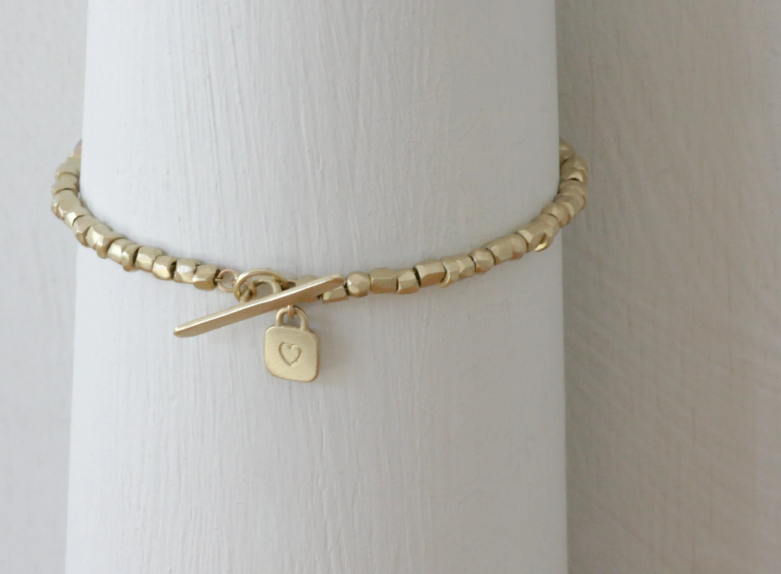 Solid Gold handmade raw faceted beads bracelet