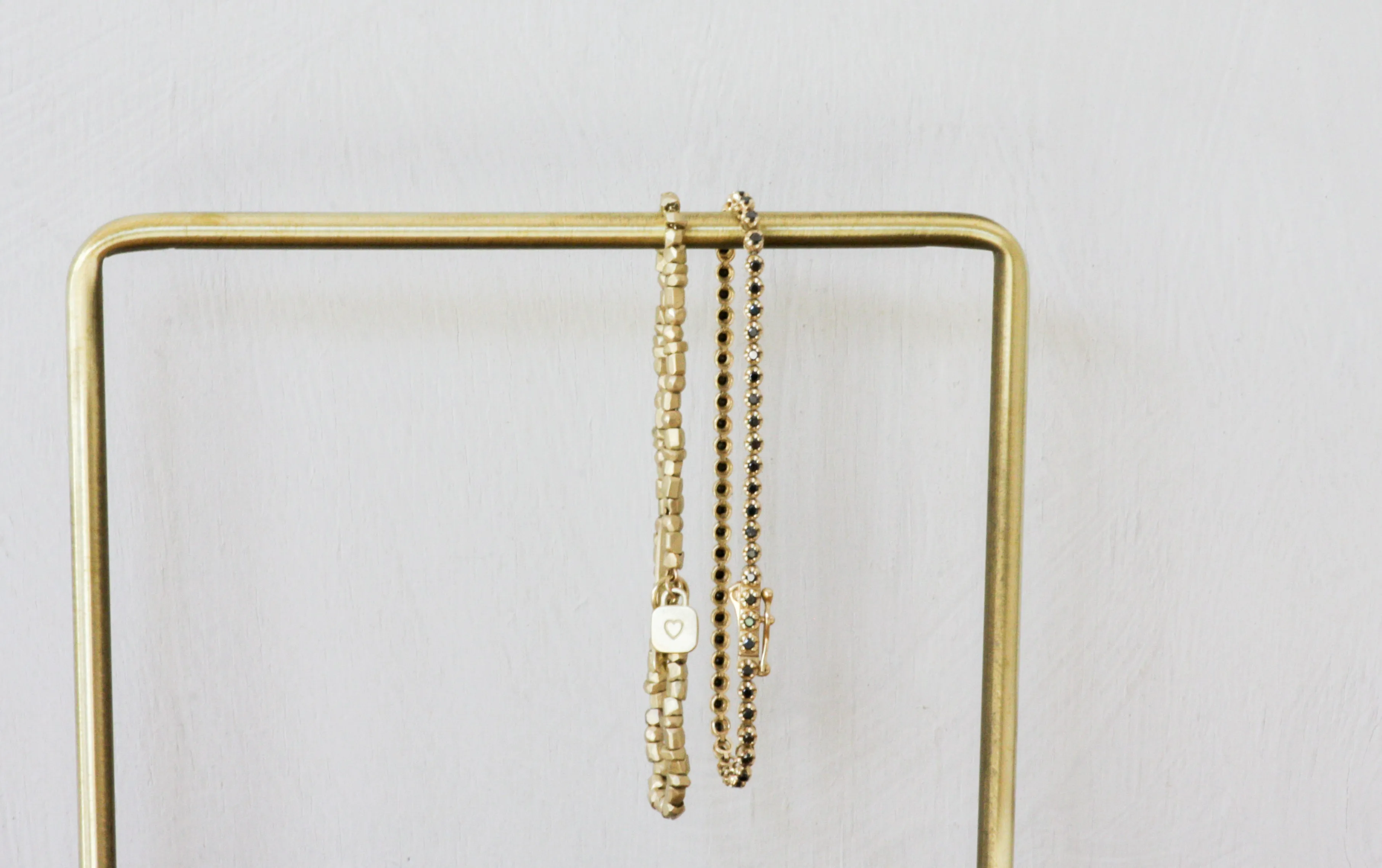 Solid Gold handmade raw faceted beads bracelet