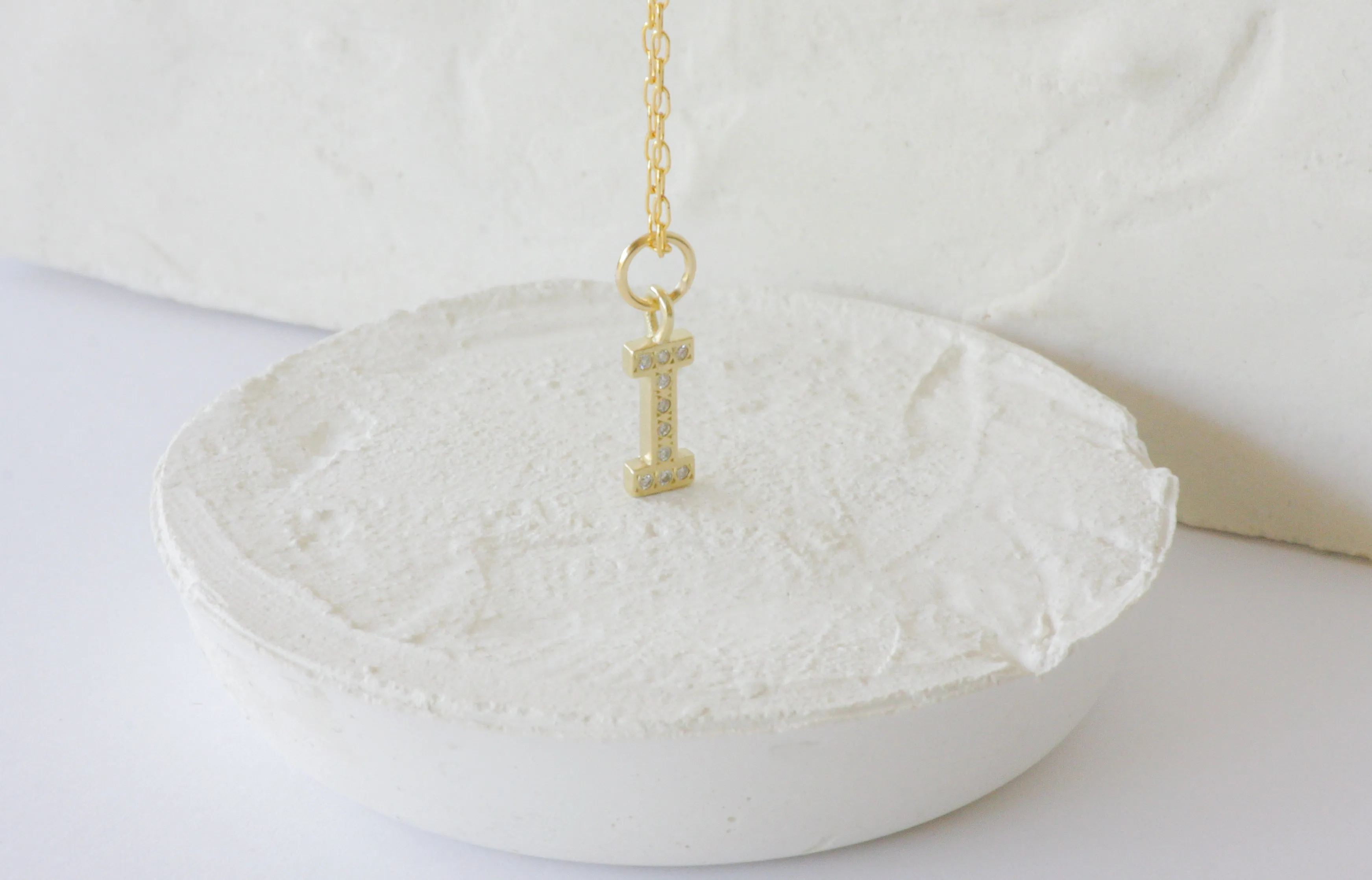 Solid Gold Initial Letter Pendant set with White Diamonds