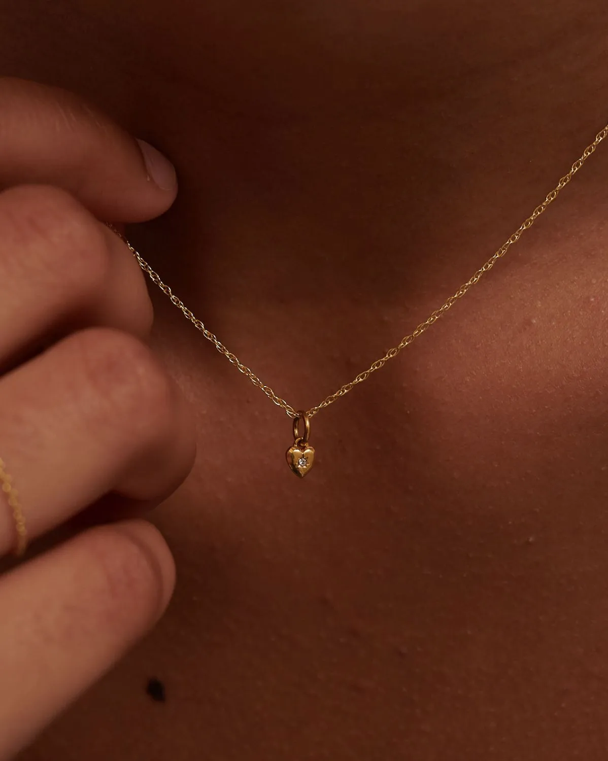 Solid Gold Mini Heart Necklace