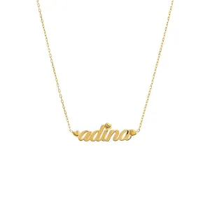 Solid Heart Accented Nameplate Necklace