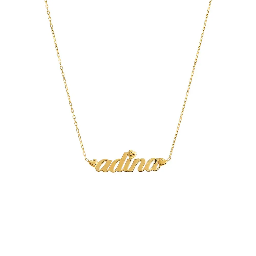 Solid Heart Accented Nameplate Necklace