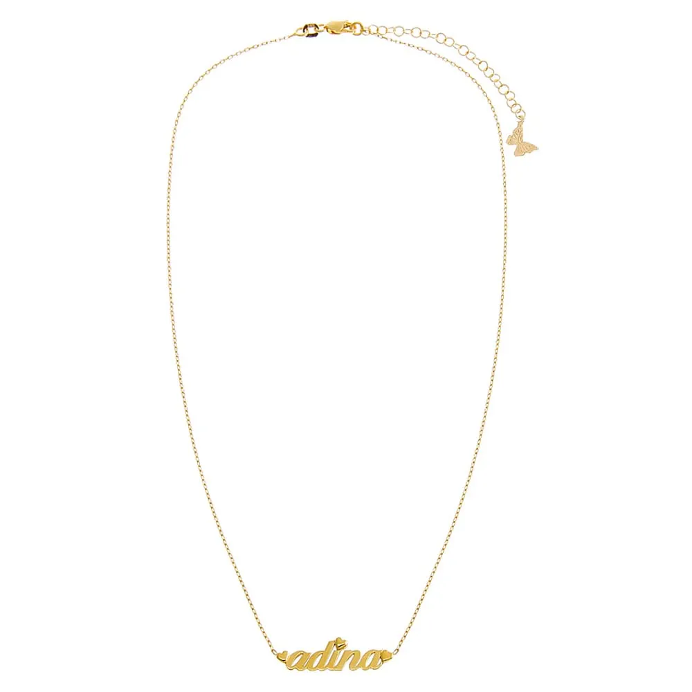 Solid Heart Accented Nameplate Necklace