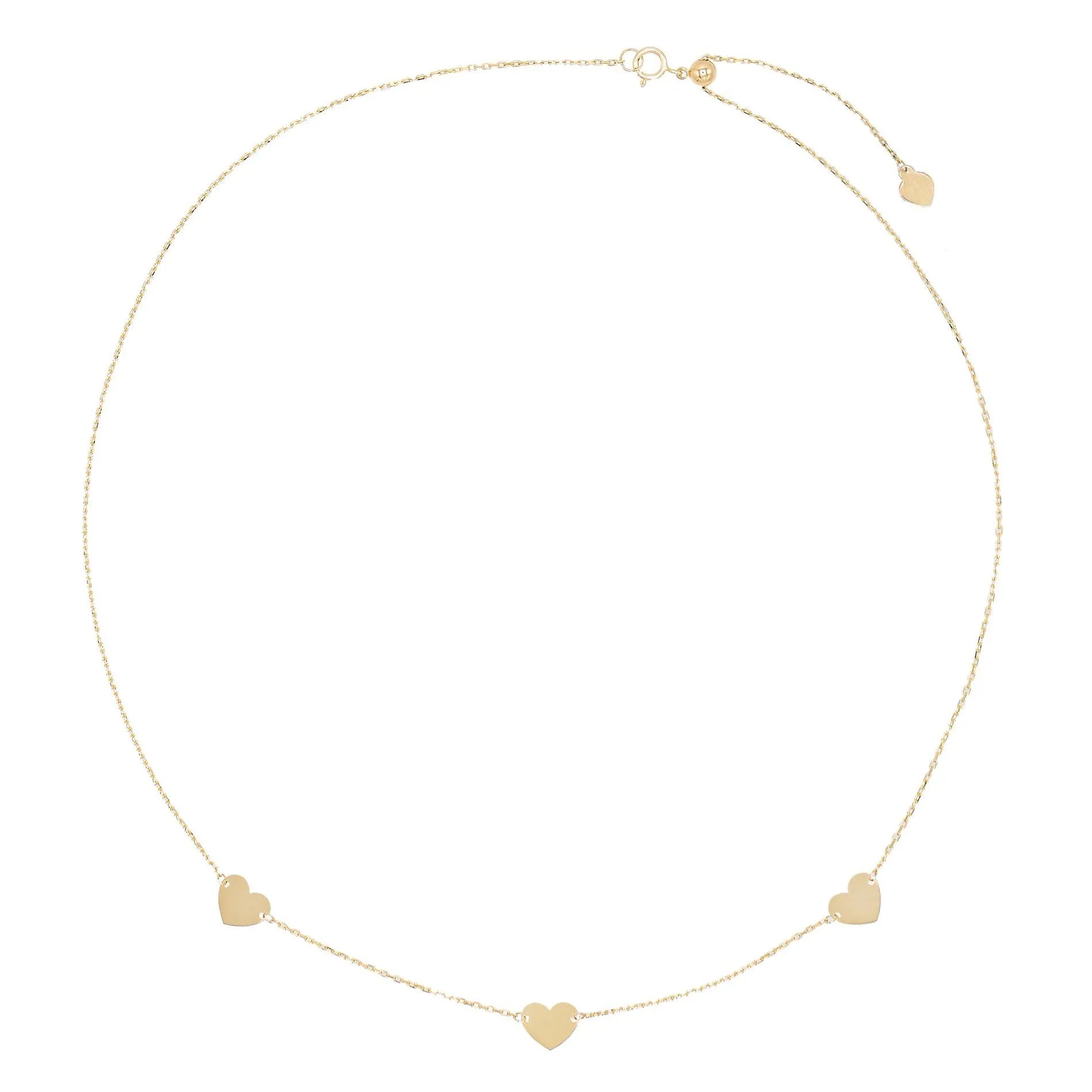 Solid Hearts Necklace 14K