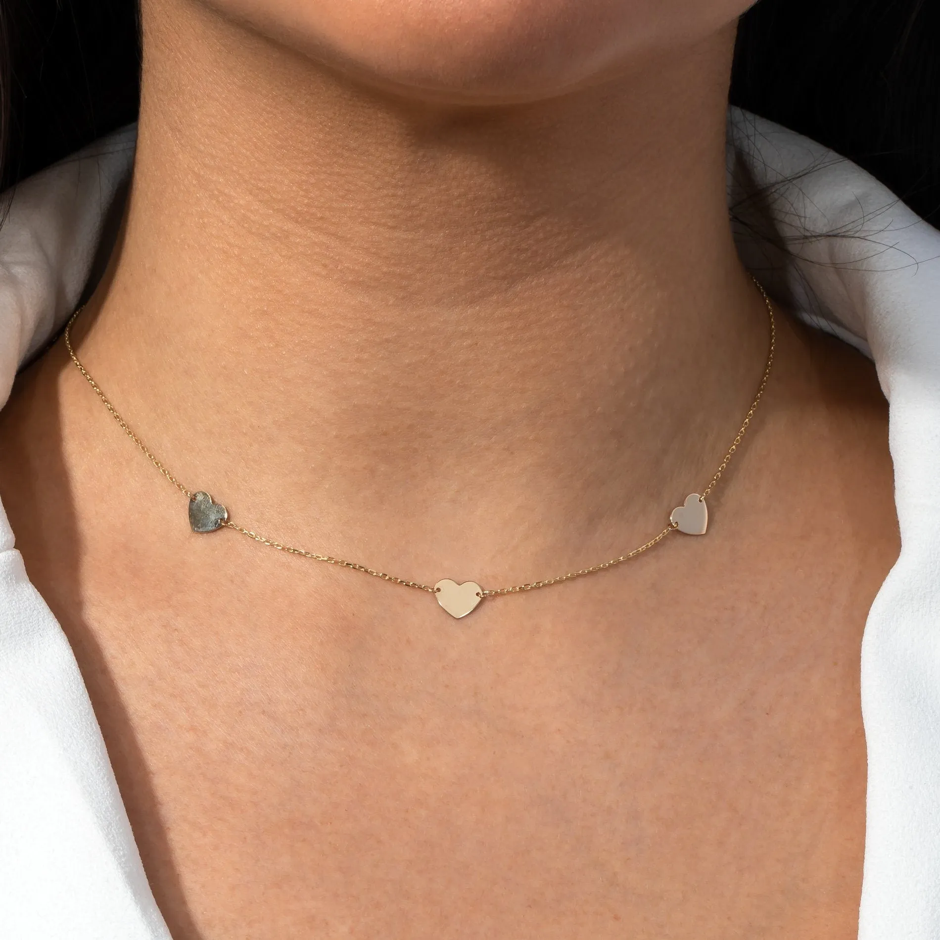 Solid Hearts Necklace 14K
