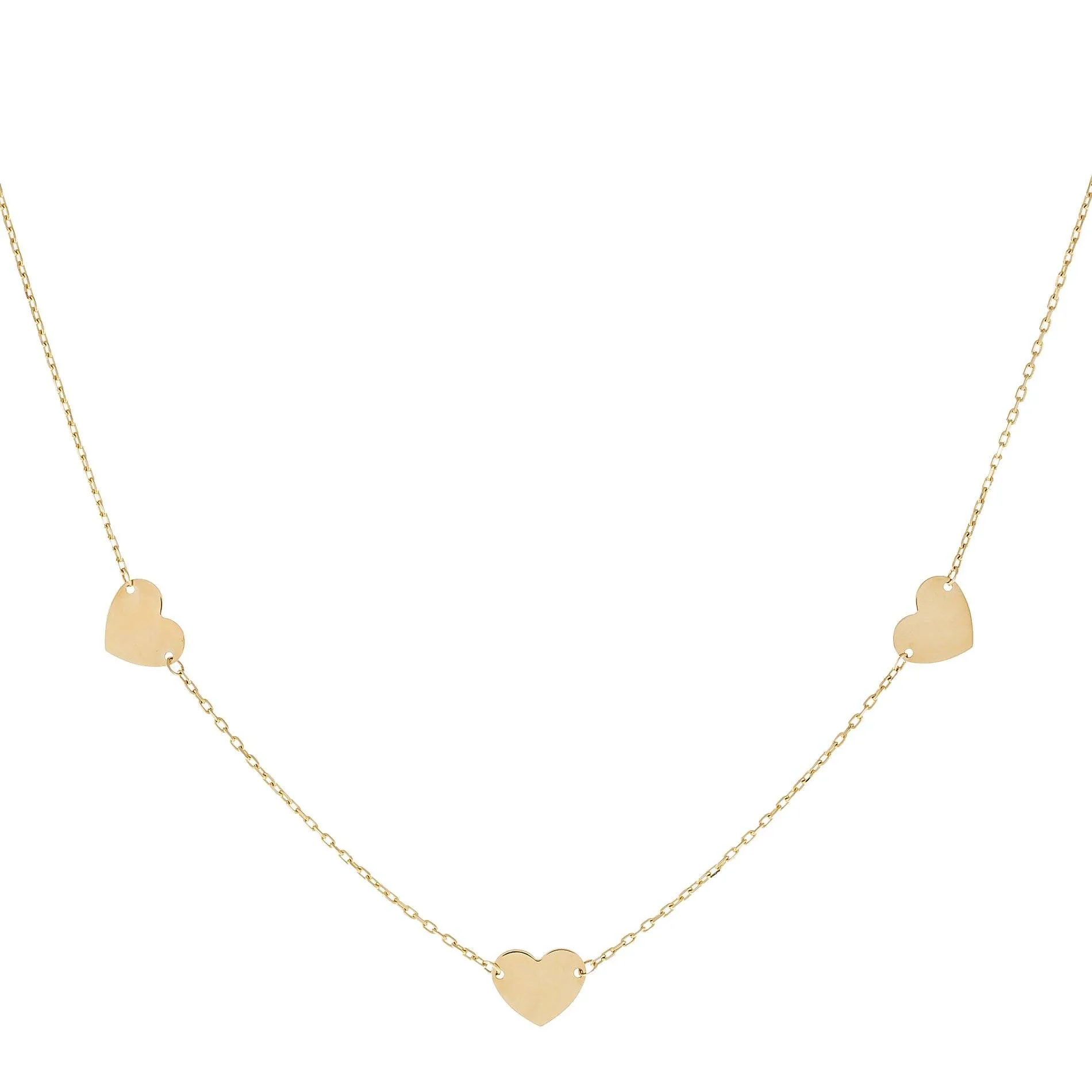 Solid Hearts Necklace 14K