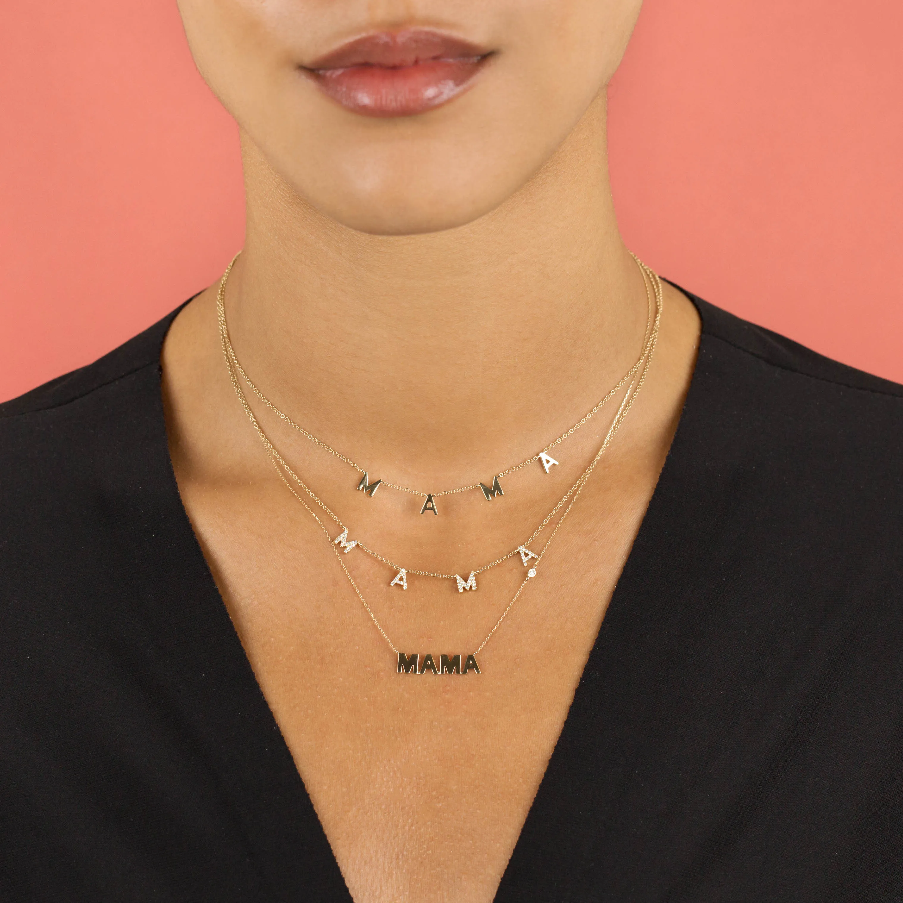 Solid Mama Necklace 14K