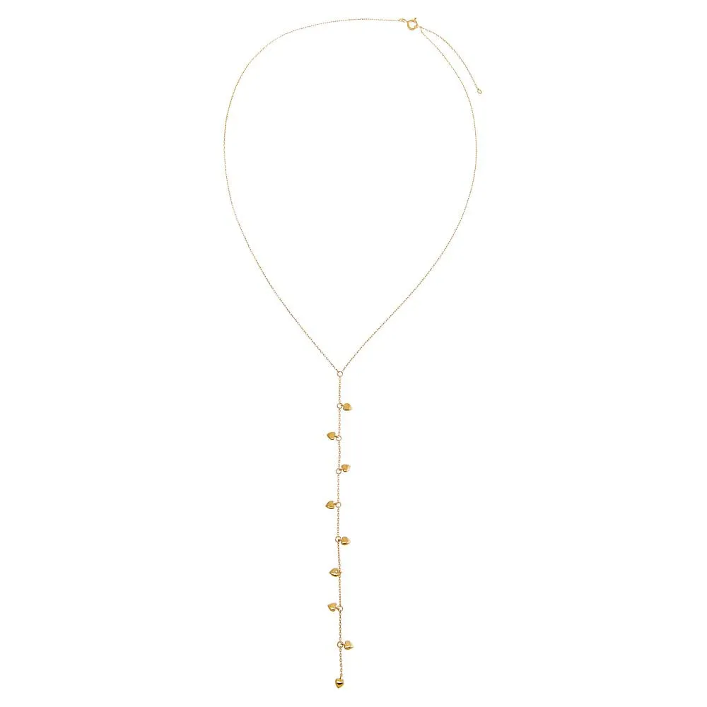 Solid Puffy Hearts Lariat Necklace 14K
