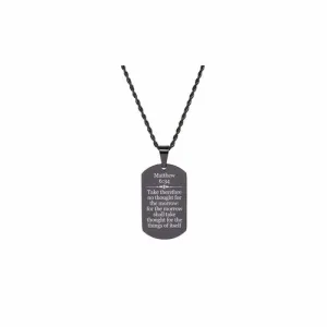 Solid Stainless Steel Men's Scripture Tag Necklace - Matthew 6:34