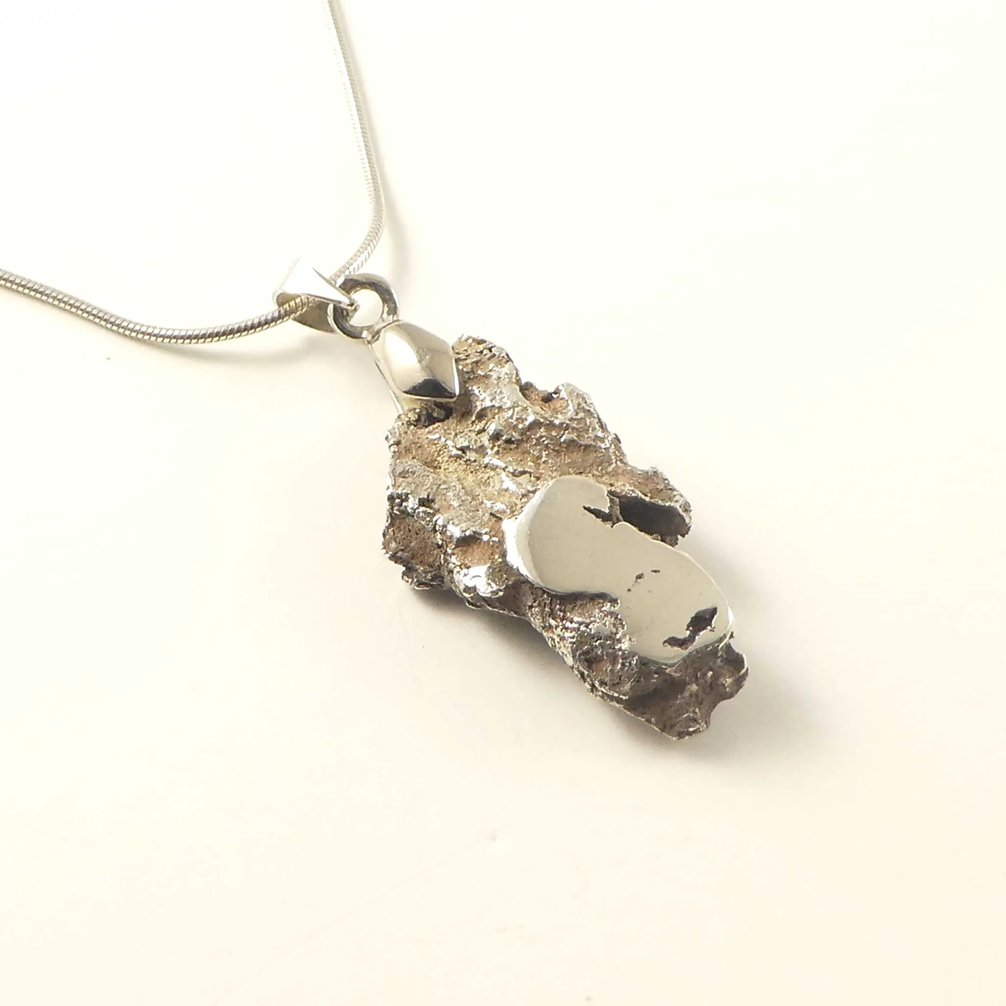 Solid Sterling Silver Pine Tree Bark Necklace