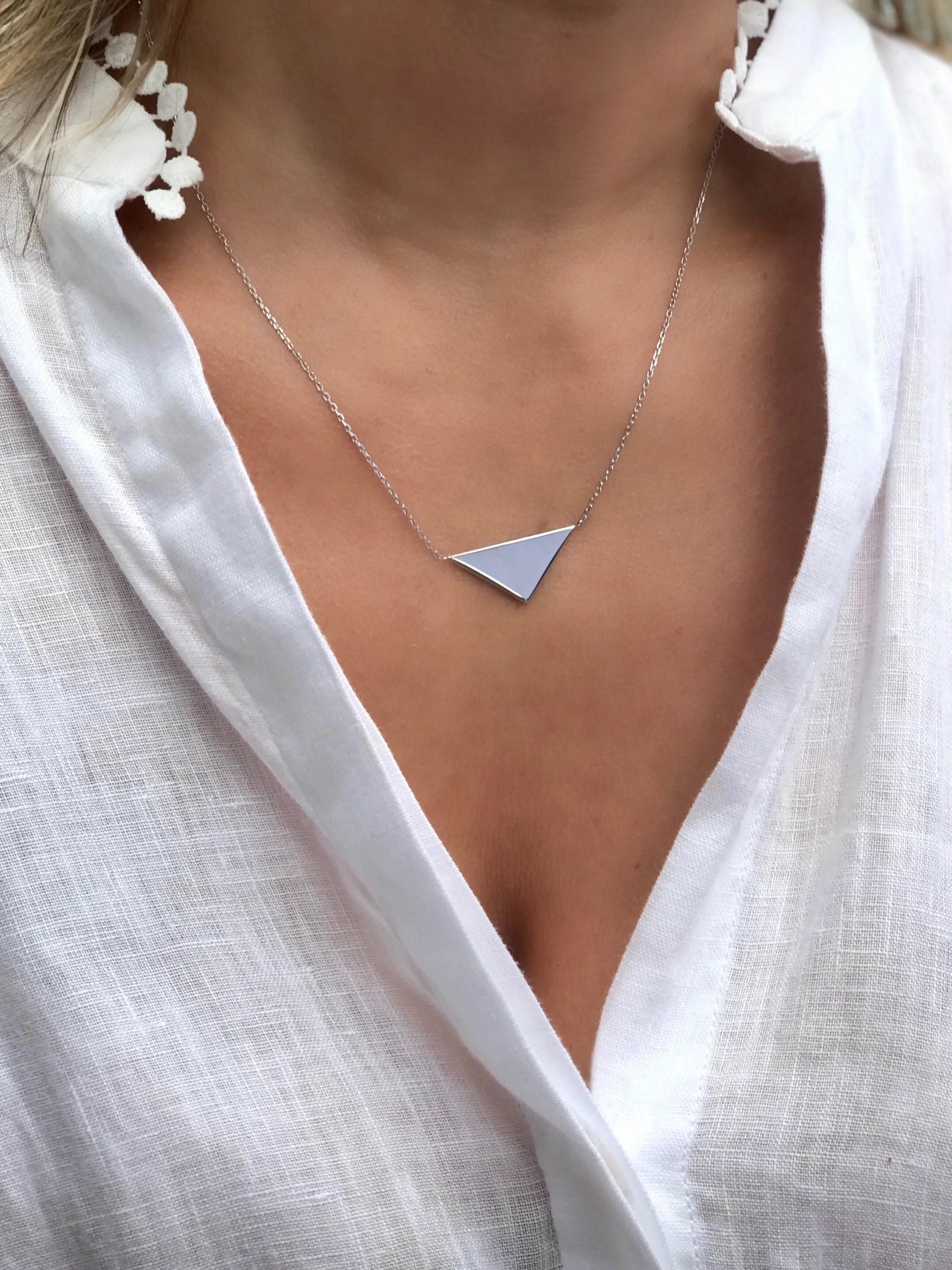 Solid Triangle Silver Necklace