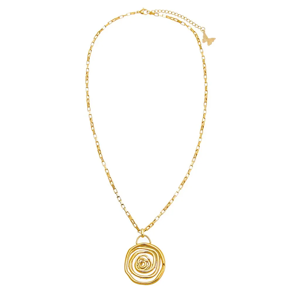 Solid Webbed Round Pendant Necklace
