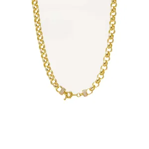 Solid/Pave Rounded Chain Necklace