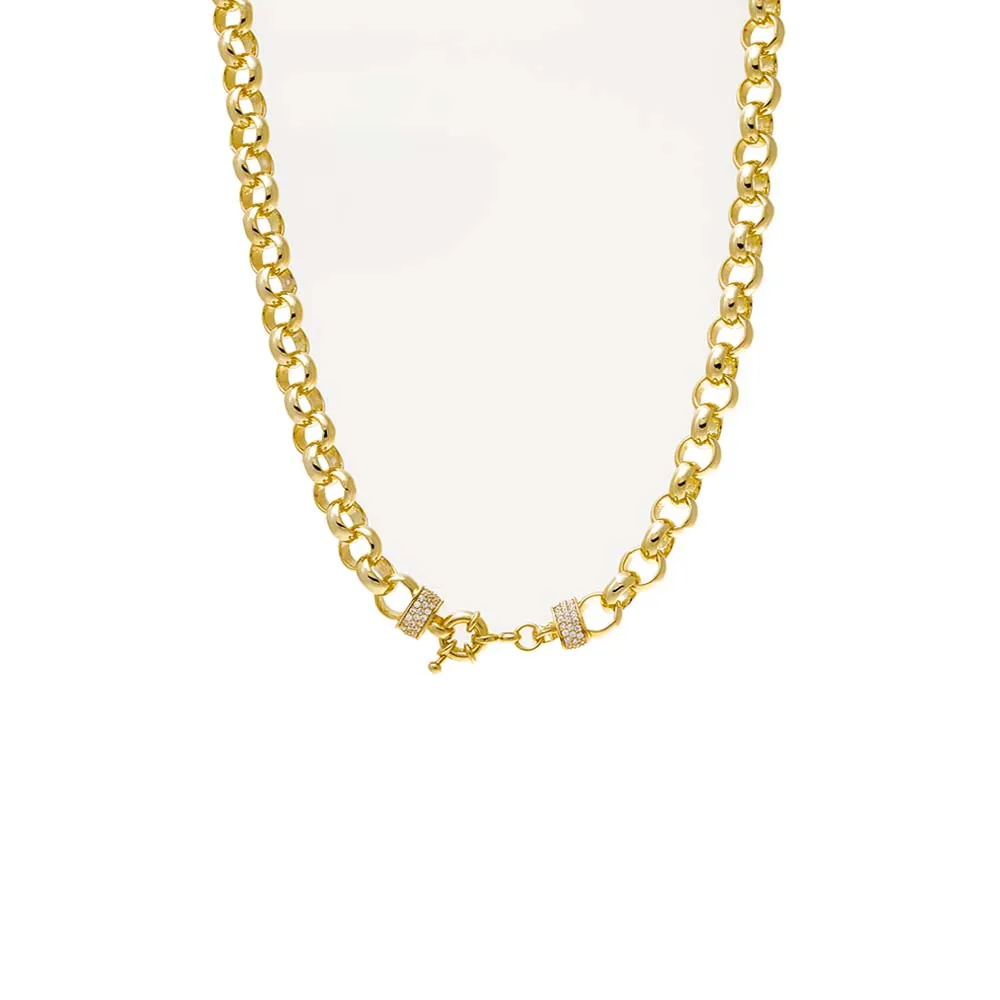 Solid/Pave Rounded Chain Necklace