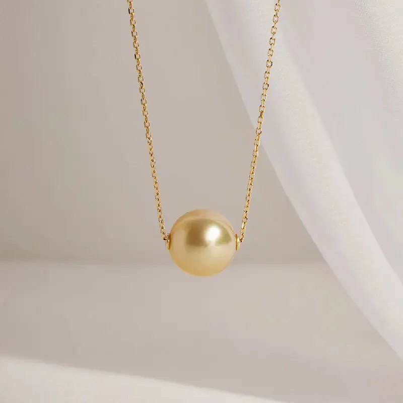 South Sea Golden Pearl 18K Gold Simple Style Design Classic Necklace