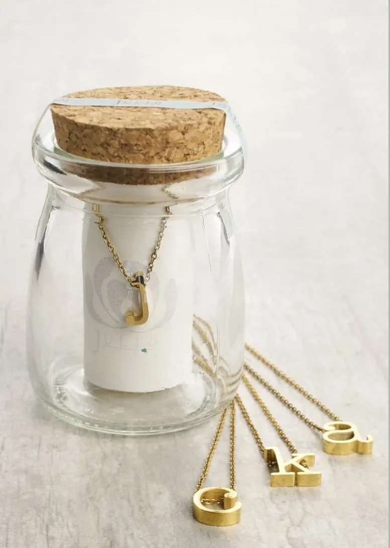Spice Gold Initial Necklace In A Jar-14K Gold