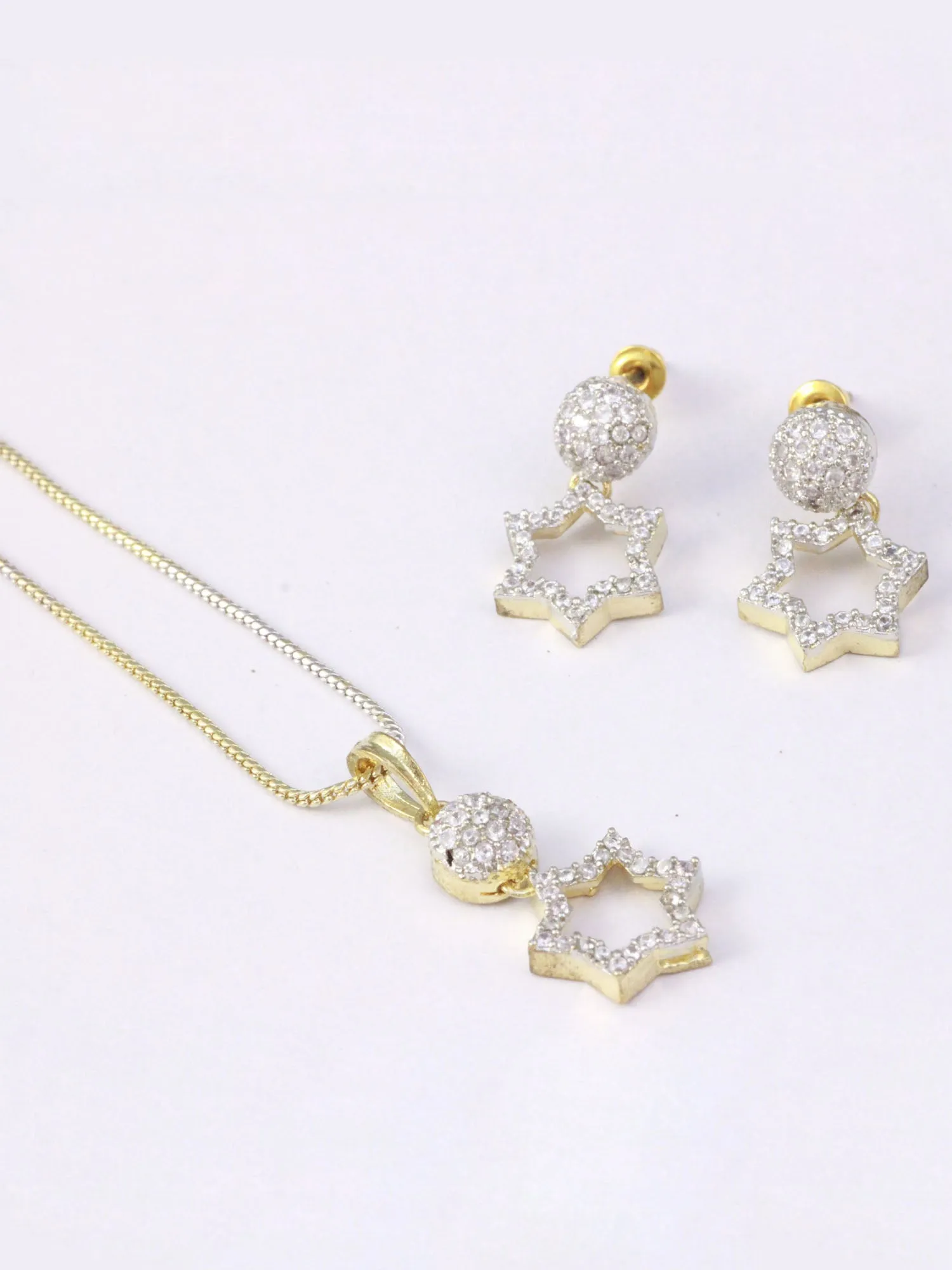 Star Shaped Pendant Necklace Set with Earrings, Ring and Bracelet