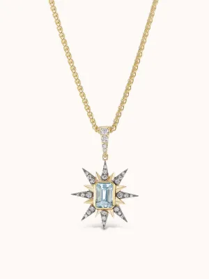 Starburst Charm Necklace Aquamarine