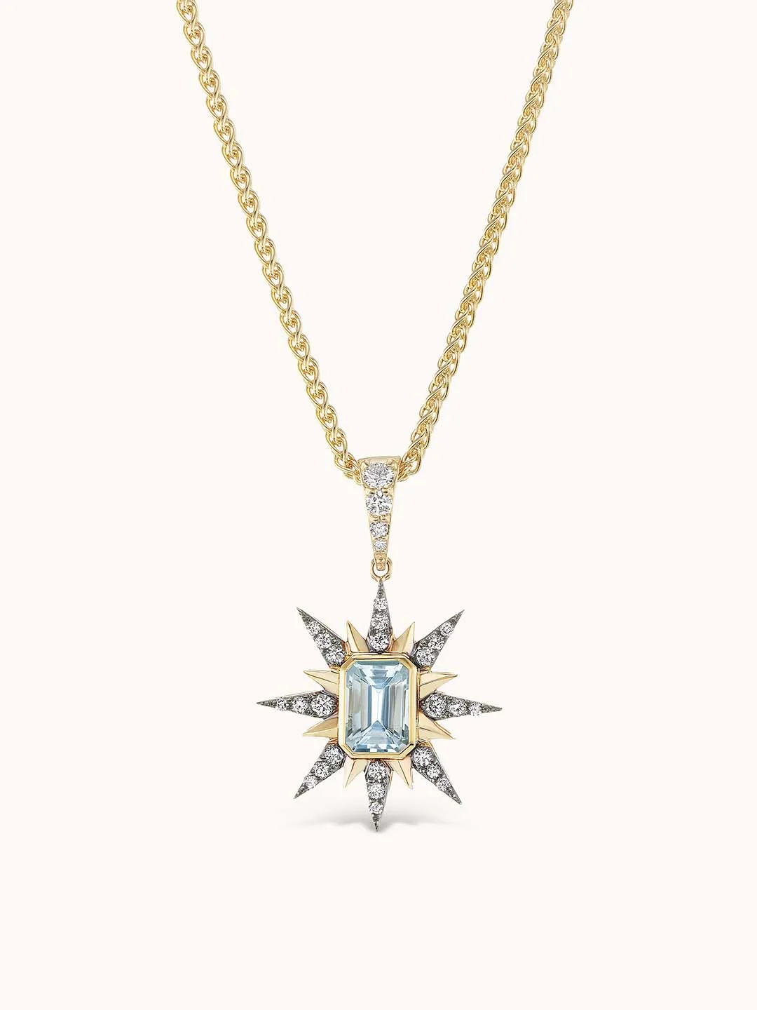 Starburst Charm Necklace Aquamarine