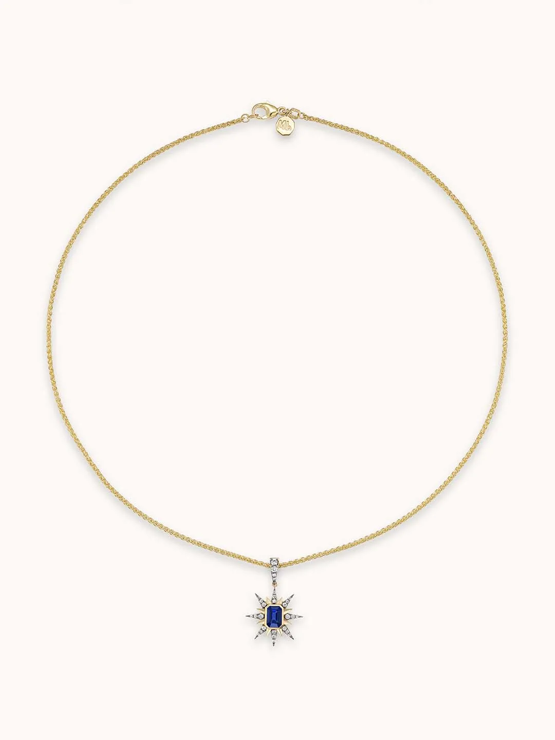 Starburst Charm Necklace Blue Sapphire