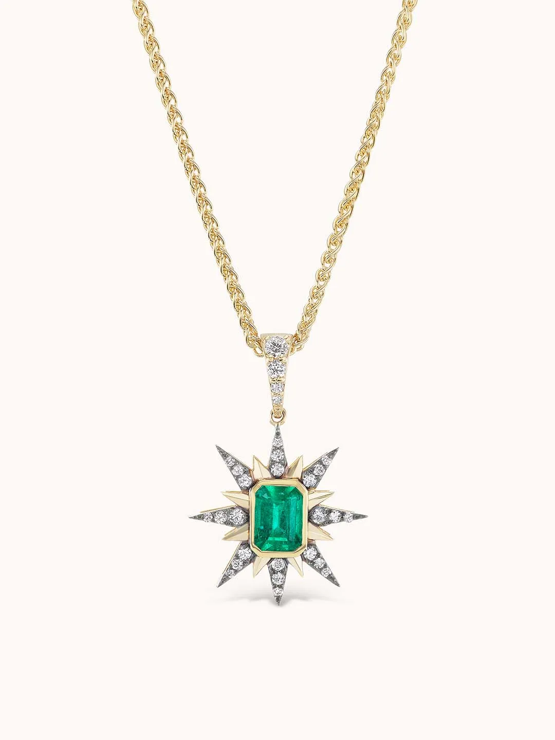 Starburst Charm Necklace Emerald