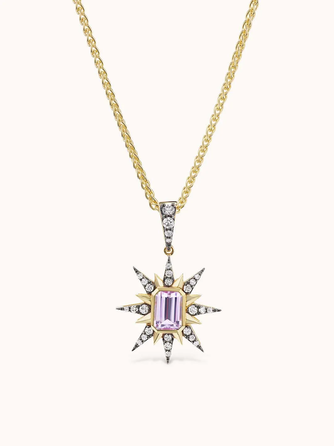Starburst Charm Necklace Pink Sapphire