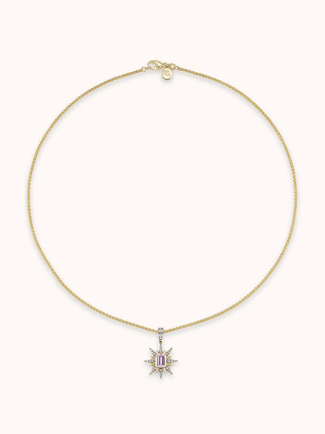 Starburst Charm Necklace Pink Sapphire