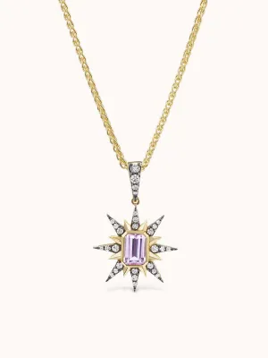 Starburst Charm Necklace Pink Sapphire