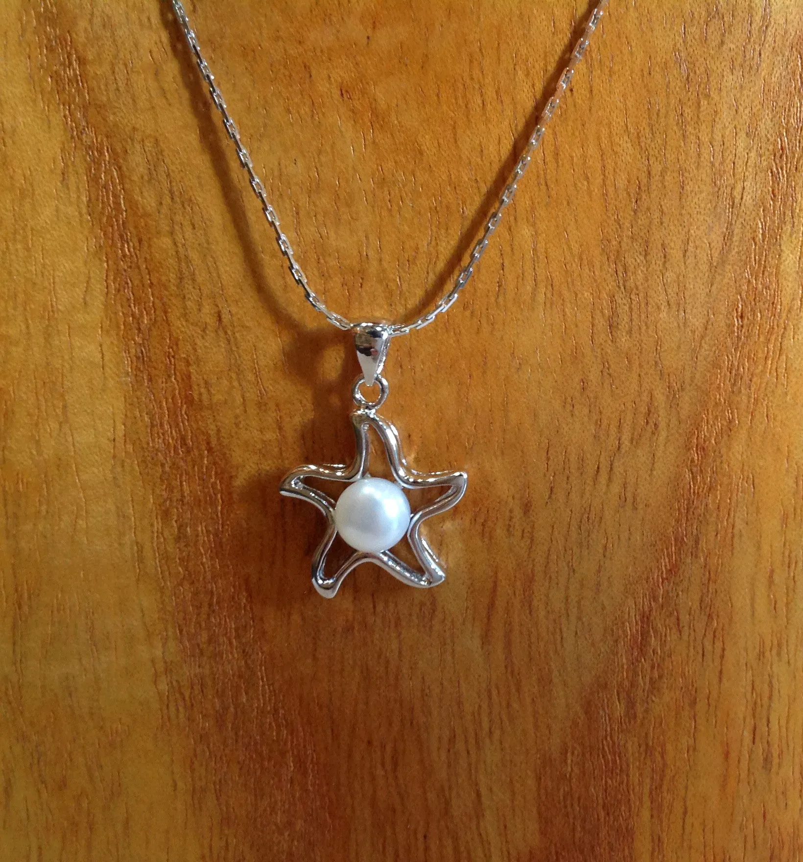 Starfish Freshwater Pearl and Sterling Silver Necklace