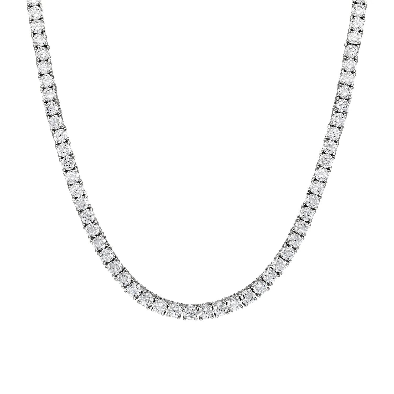 Sterling silver 3 mm cz diamond tennis necklace