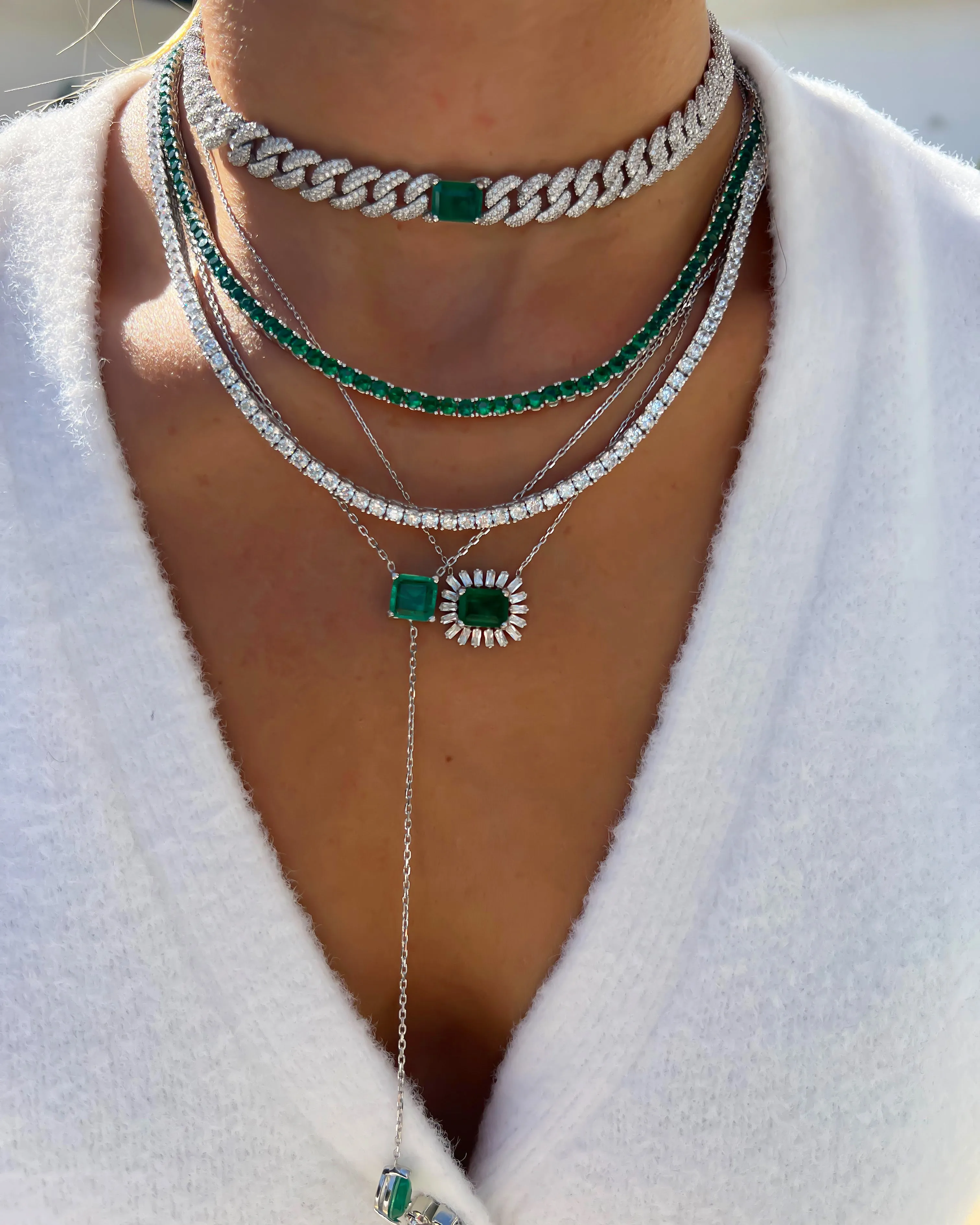 Sterling silver 3 mm cz diamond tennis necklace