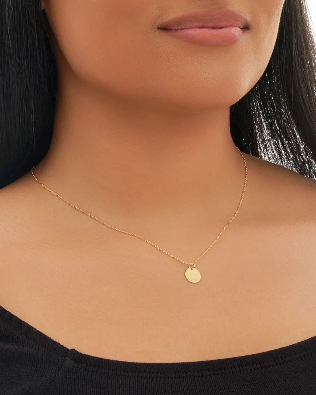Sterling Silver Disk Charm Necklace