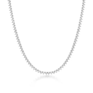 Sterling silver heart shape cz diamond tennis necklace