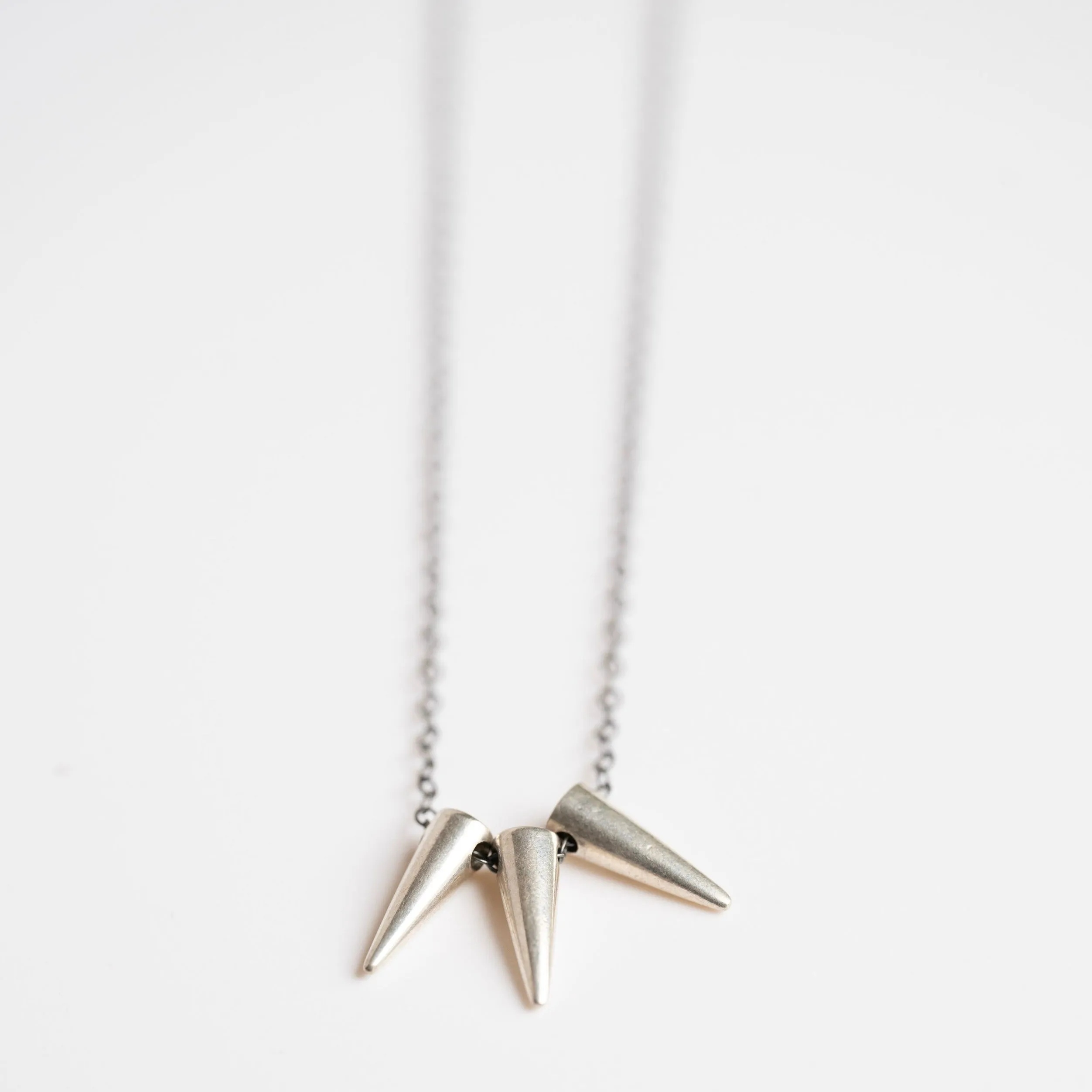 Sterling Silver Triple Spike Necklace