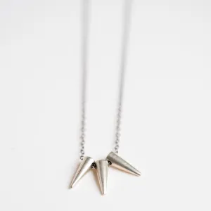 Sterling Silver Triple Spike Necklace