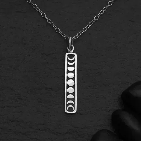 Sterling Silver Vertical Moon Phase Necklace
