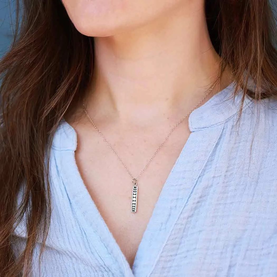 Sterling Silver Vertical Moon Phase Necklace