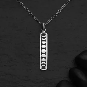 Sterling Silver Vertical Moon Phase Necklace