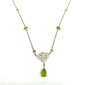 Sterling Silver with Peridot Drop Necklace