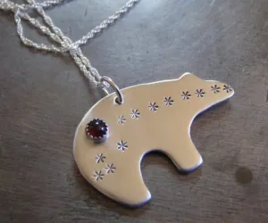 Sterling Silver Zuni Bear with Red Garnet Gemstone