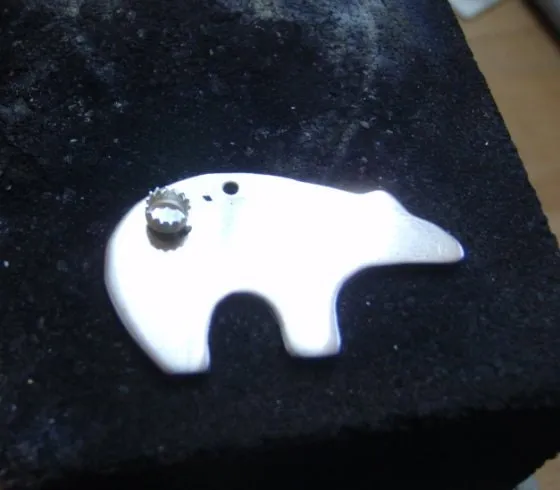 Sterling Silver Zuni Bear with Red Garnet Gemstone