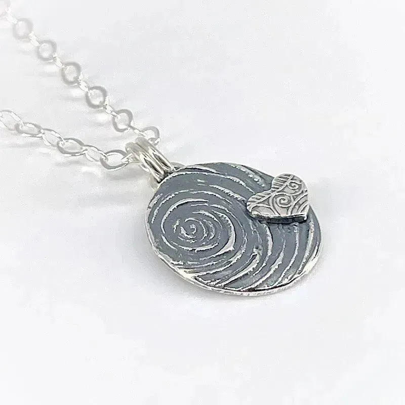 Sterling Spiral with Heart Necklace