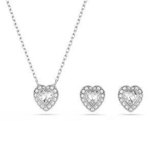 Swarovski Rhodium Angelic Heart Necklace & Earrings Set