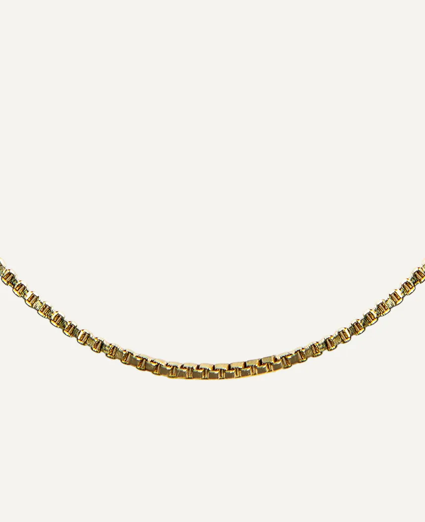 Sylvie 10k Solid Gold Box Chain Necklace