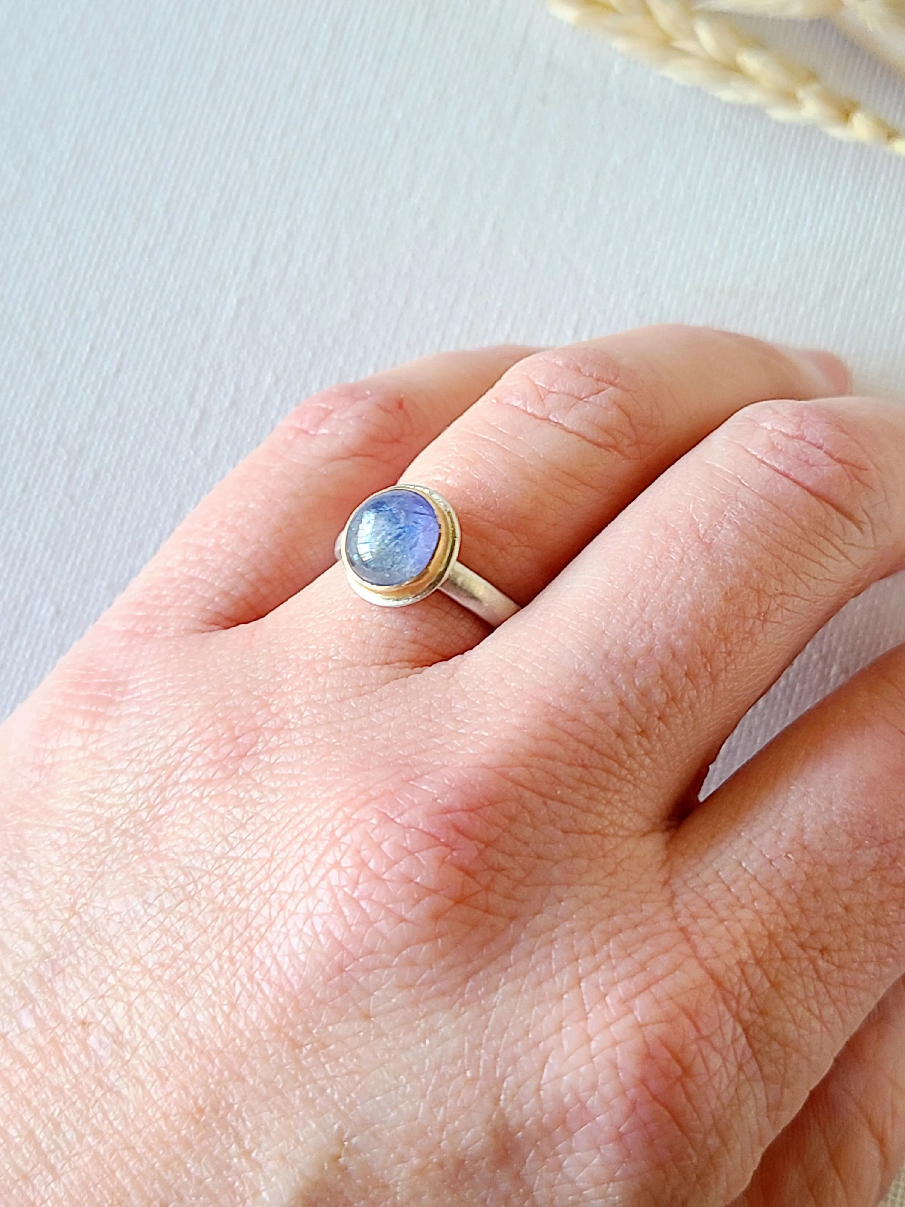 Tanzanite small round ring-ss/14k size 6.5