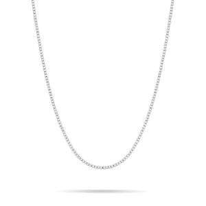 Tennis Necklace With Box Clasp - Silver White - 2mm