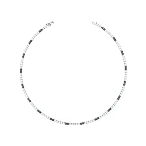 Tennis Necklace With Box Clasp - Two Dots Black And White - 2.5mm