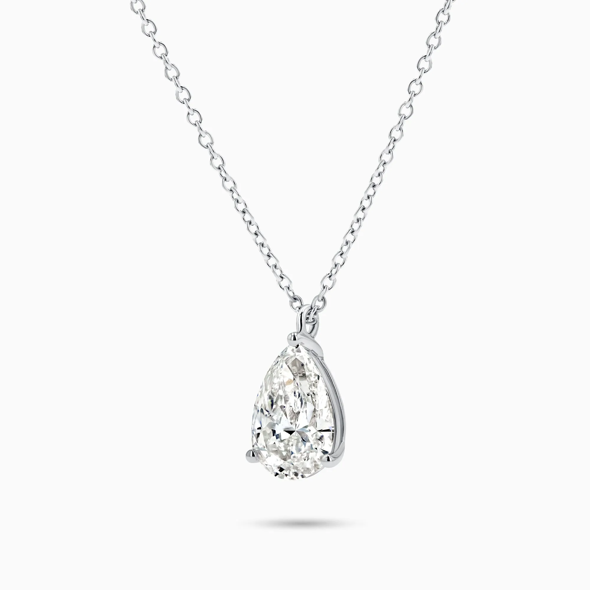 The Essentials 3-Prong 18K White Gold Pear Diamond Solitaire Necklace (3ct. tw)